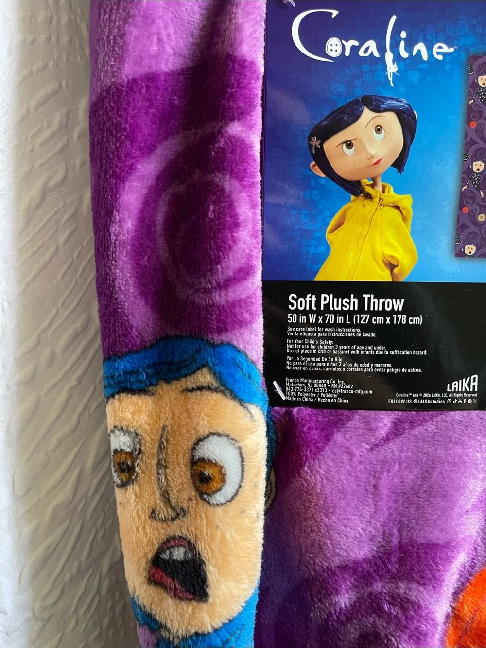 Viral Coraline Purple Plush Throw Blanket 50 x 70 - NWT **